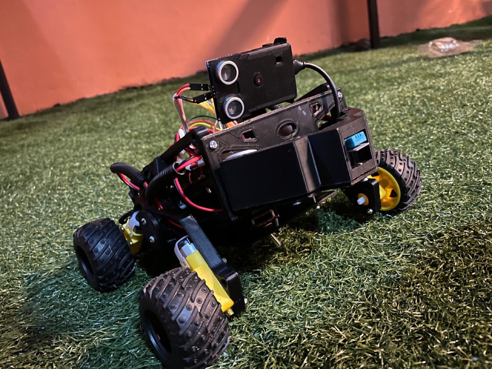 The rover, built and wired.